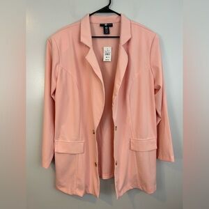 NWT Ashley Stewart Pale Pink Open Front Drapey Blazer Size 22/24